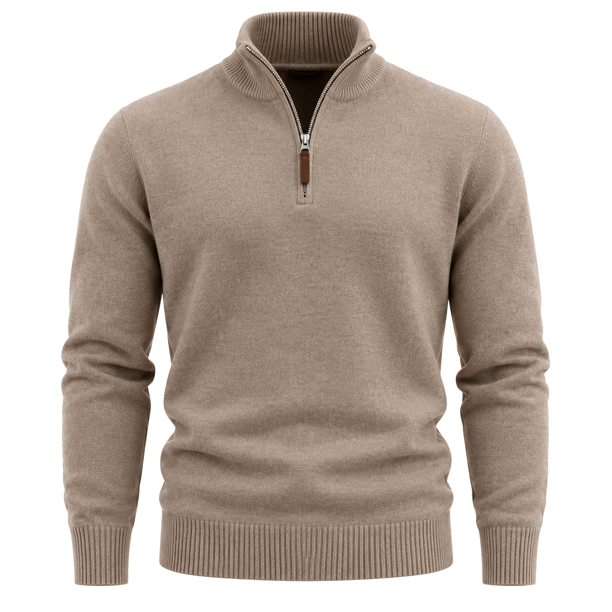 Premium Merino Wool Half-Zip Sweater – Stone Beige | Jorven Sllate