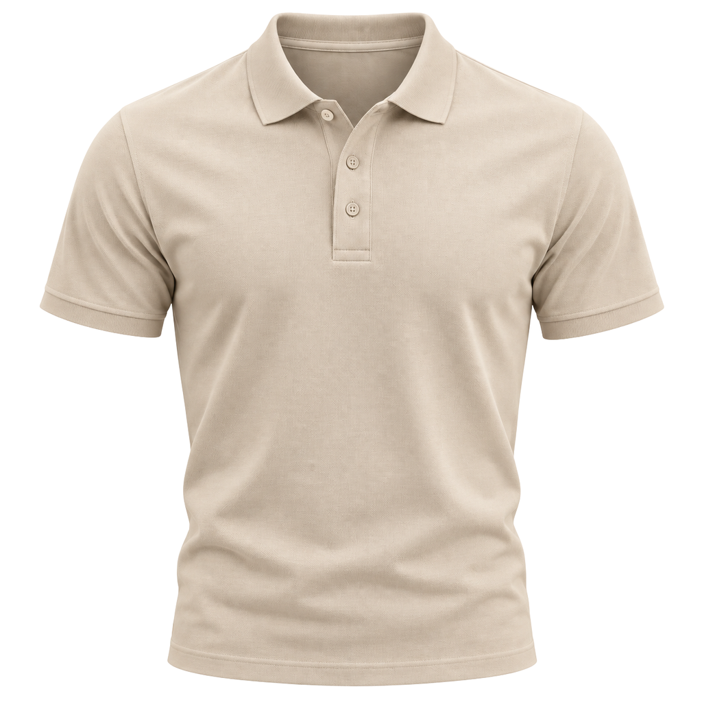 Premium Cotton Piqué Polo Shirt – Sand Beige | Jorven Sllate
