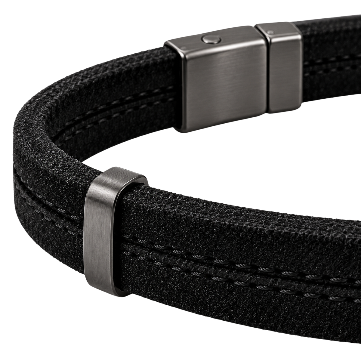 Premium Suede Bracelet with Gunmetal Clasp – Black | Jorven Sllate
