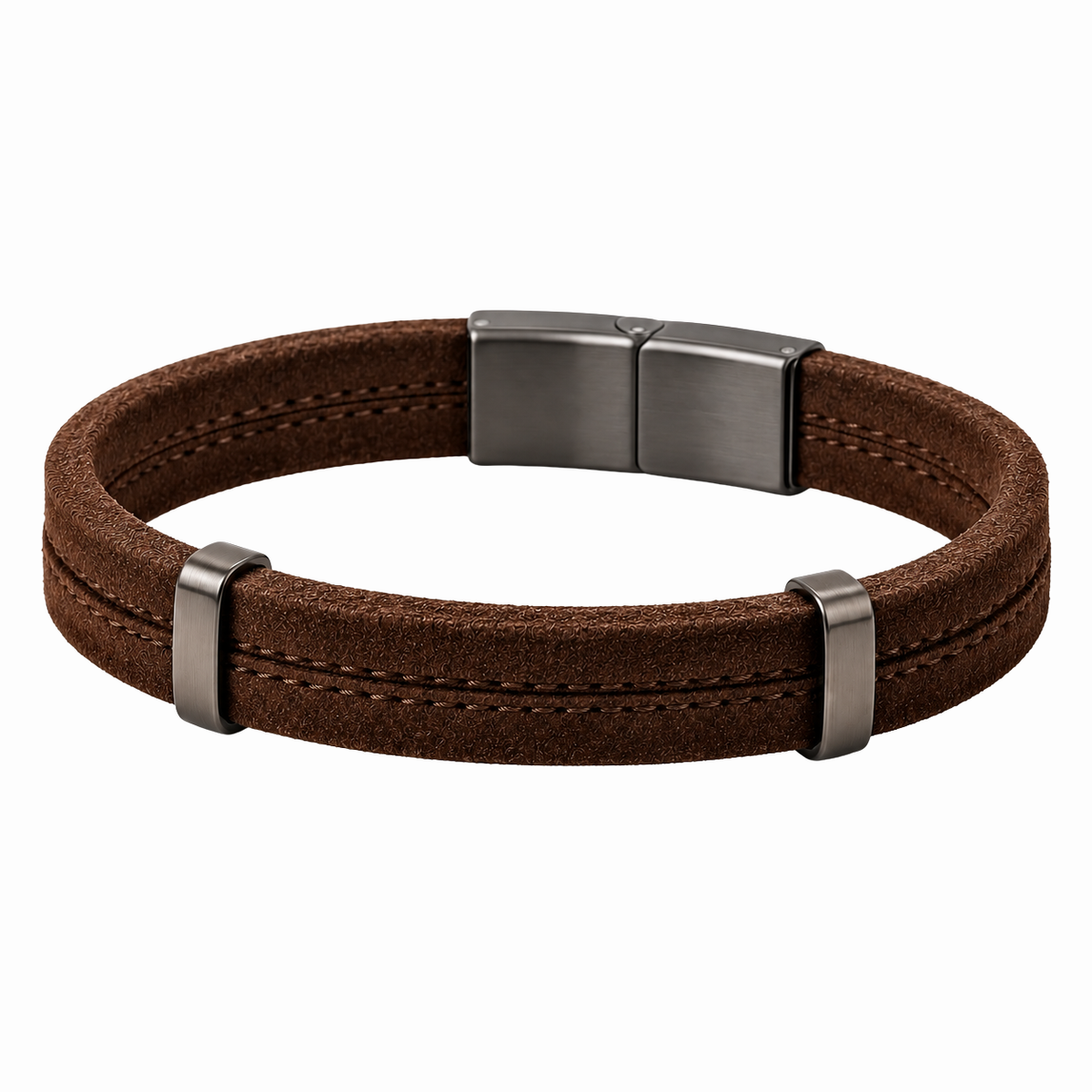 Premium Suede Bracelet with Gunmetal Clasp – Chocolate Brown | Jorven Sllate