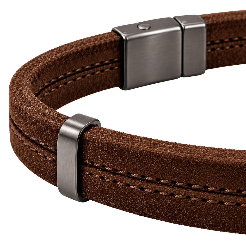 Premium Suede Bracelet with Gunmetal Clasp – Chocolate Brown | Jorven Sllate