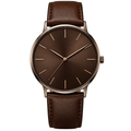 Slim Minimalist Leather Watch – Chocolate Brown | Jorven Sllate
