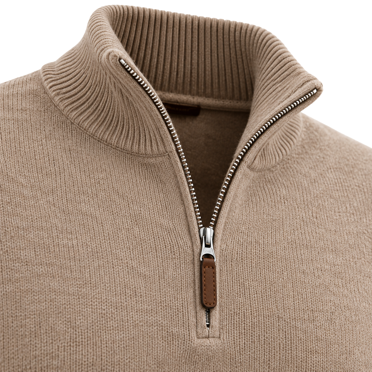 Premium Merino Wool Half-Zip Sweater – Stone Beige | Jorven Sllate