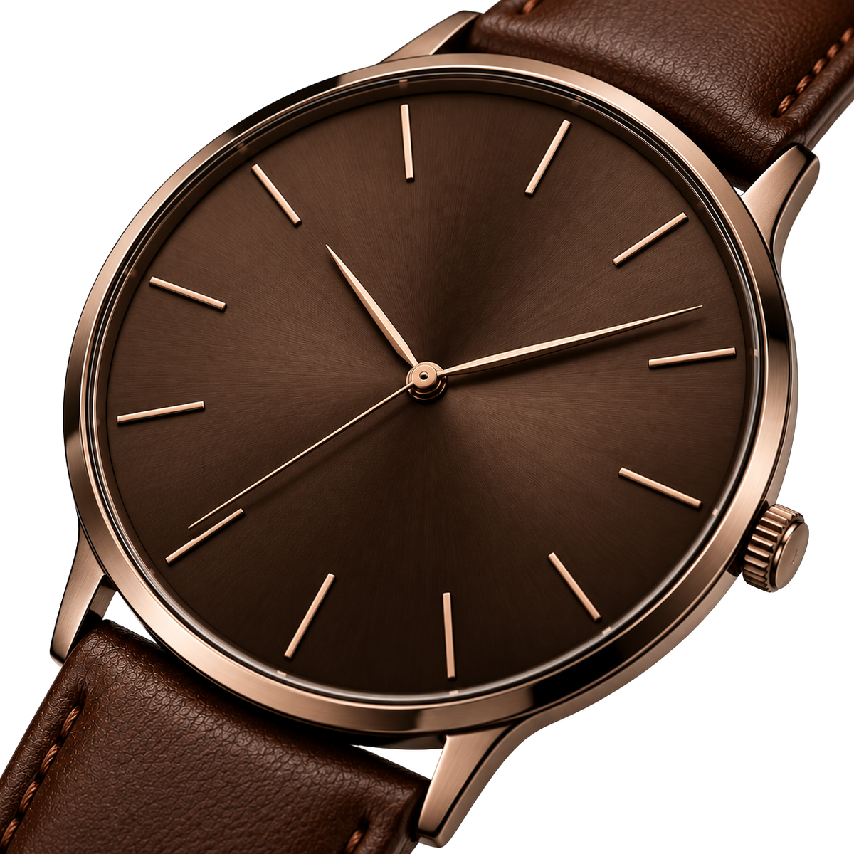 Slim Minimalist Leather Watch – Chocolate Brown | Jorven Sllate